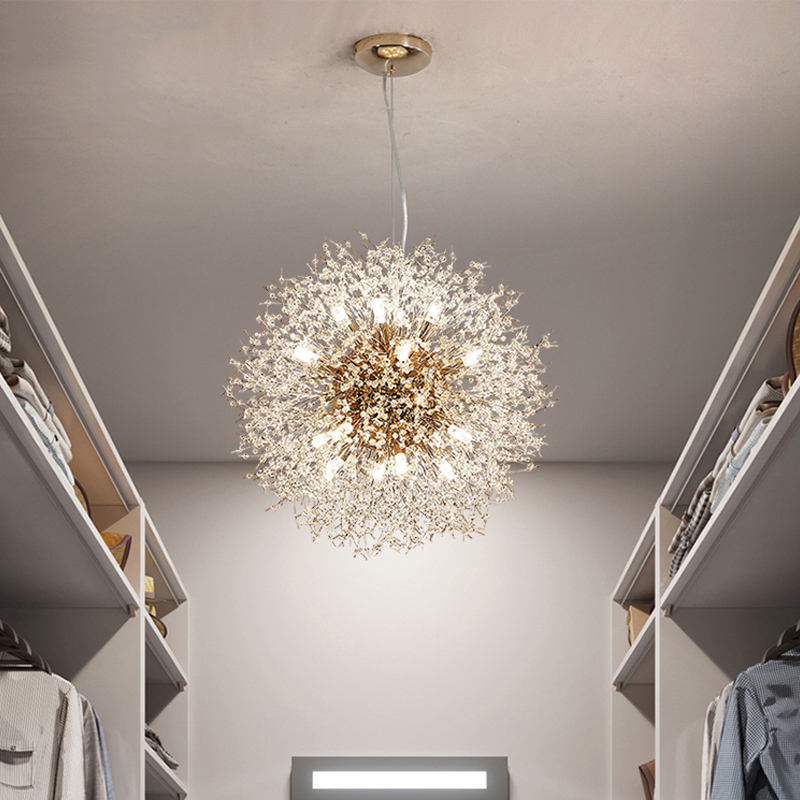 Vantone Luxury Nordic Decorative Hanging Crystal Bulb Dandelion Living Dining Room Home Decoration LED Chandeliers Pendant Lights