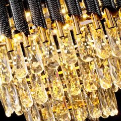 Vantone Contemporary Black and Gold K9 Crystal Chandelier Luxury Hanging Lights Pendant Light