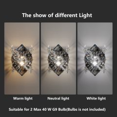 Vantone Modern Crystal Wall Sconces Luxury K9 Crystal Vanity Wall Sconce Wall Lighting for Bathroom Living Room Bedsides