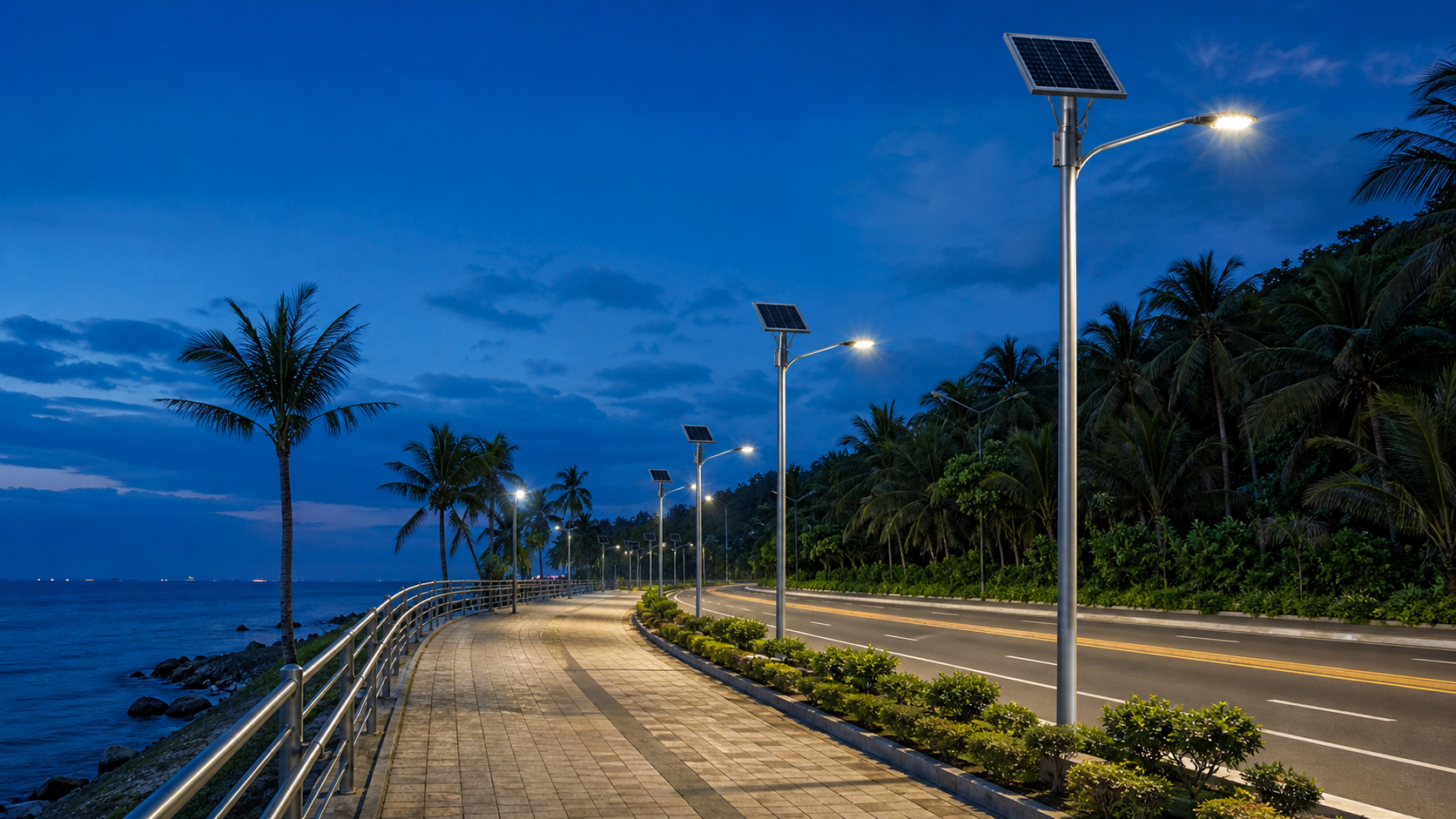 Integrated solar LED street light with IP65 housing and corrosion resistant bracket