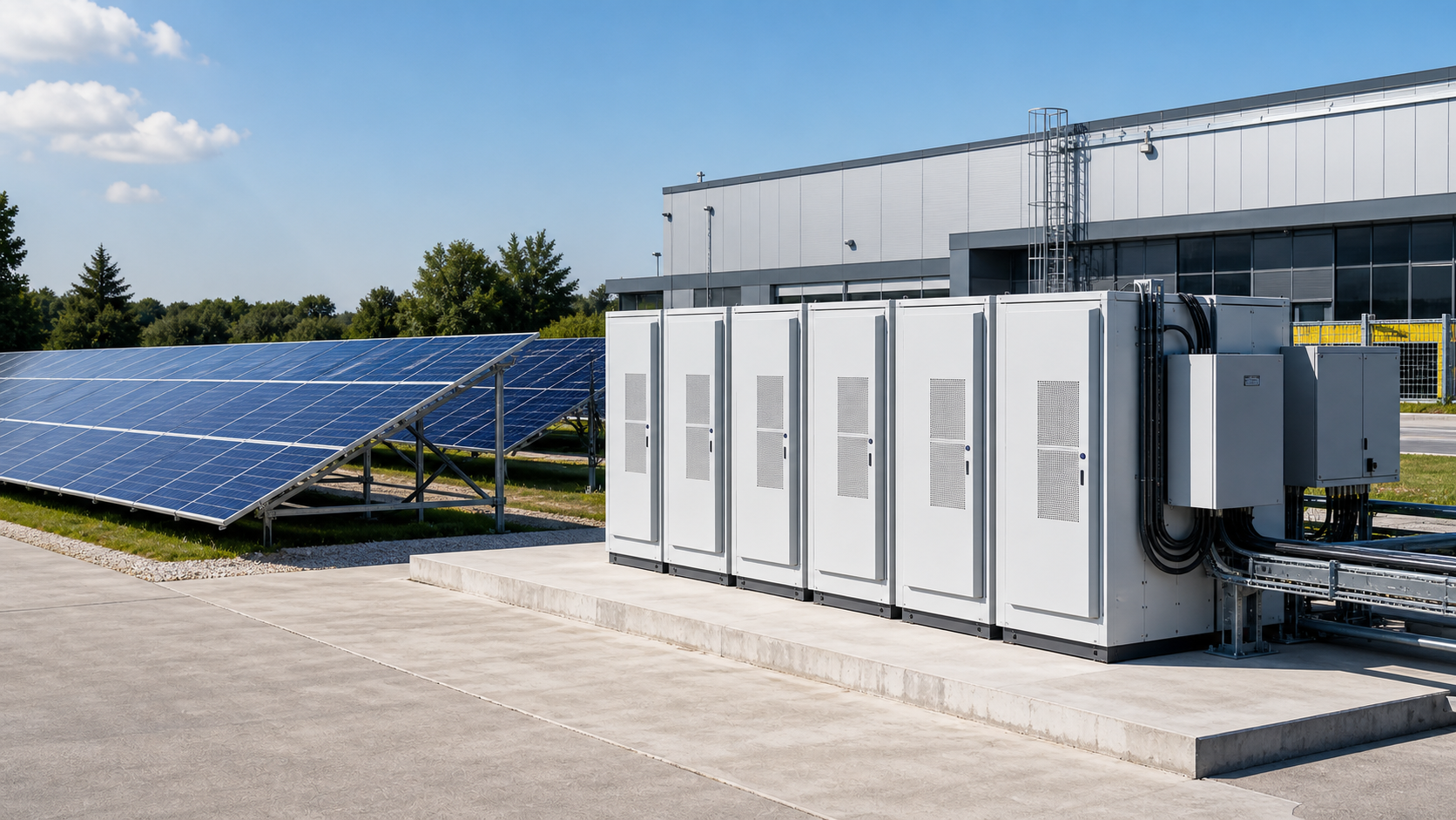 Solar energy storage system cabinet with inverter battery modules and cable management