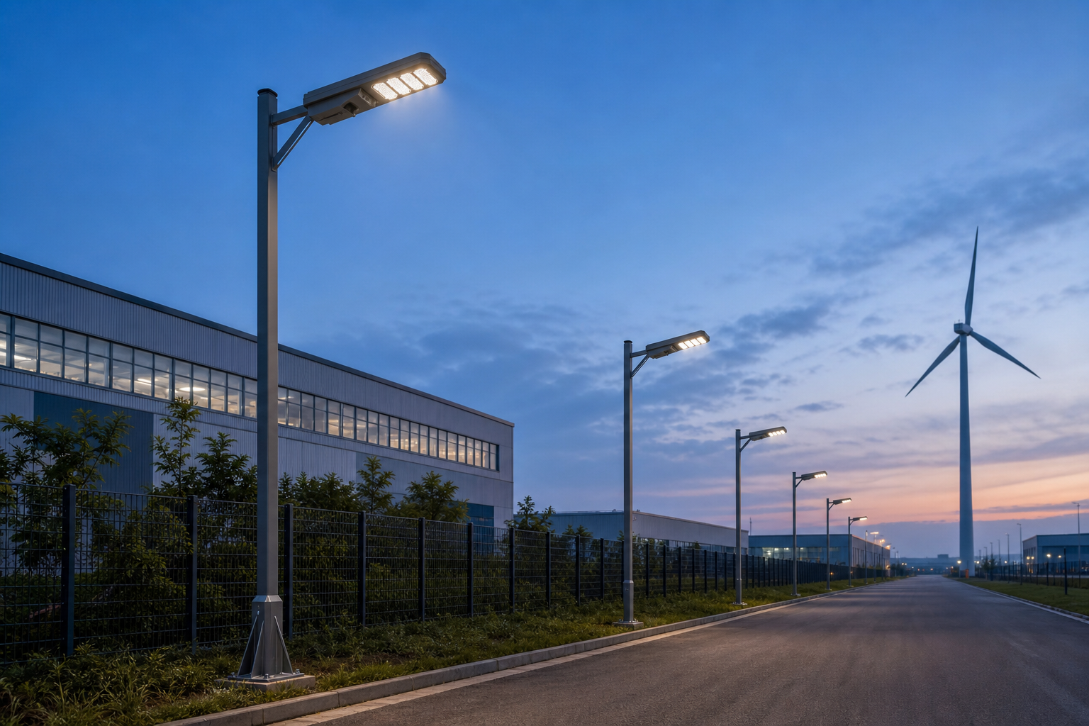 DL-YT-R modular all-in-one solar street light installed in a suitable outdoor project