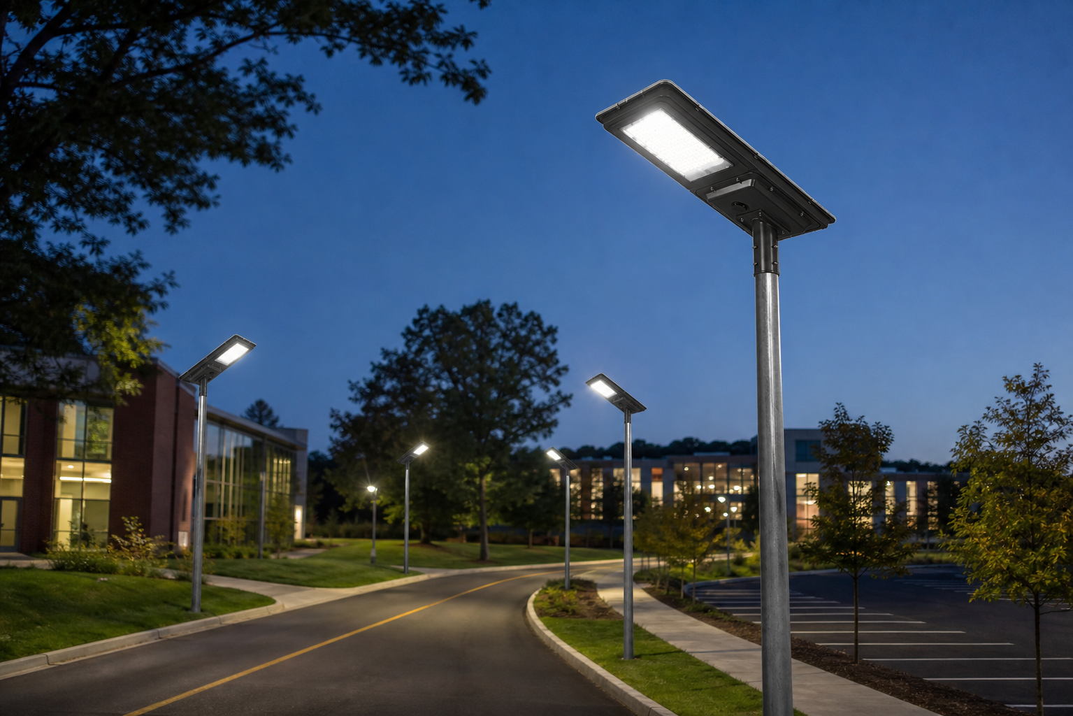 DL-YT-O all-in-one solar street light installed in a suitable outdoor project