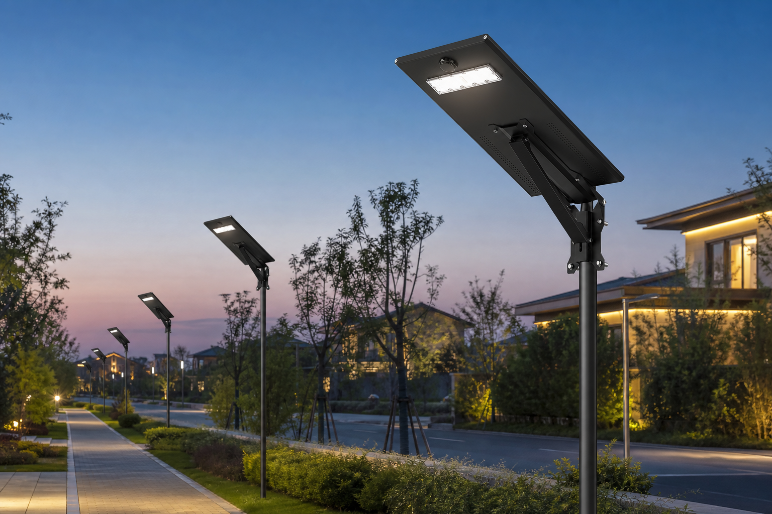 DL-YT-T ultra-thin solar street light installed in a suitable outdoor project
