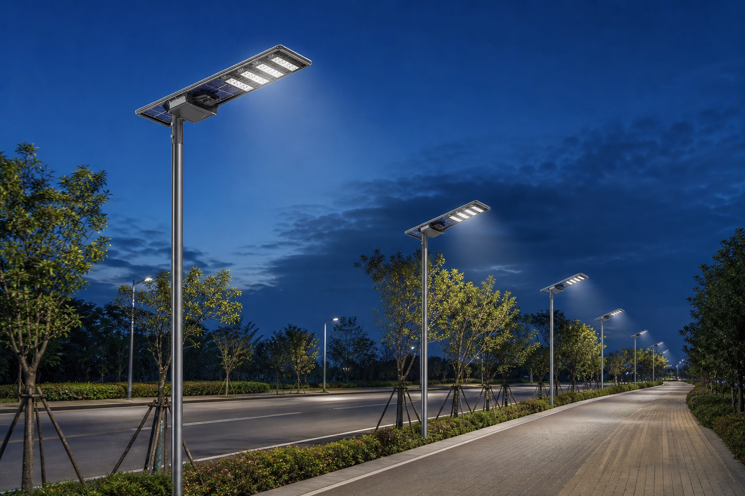 DL-YT-N MPPT all-in-one solar street light installed in a suitable outdoor project