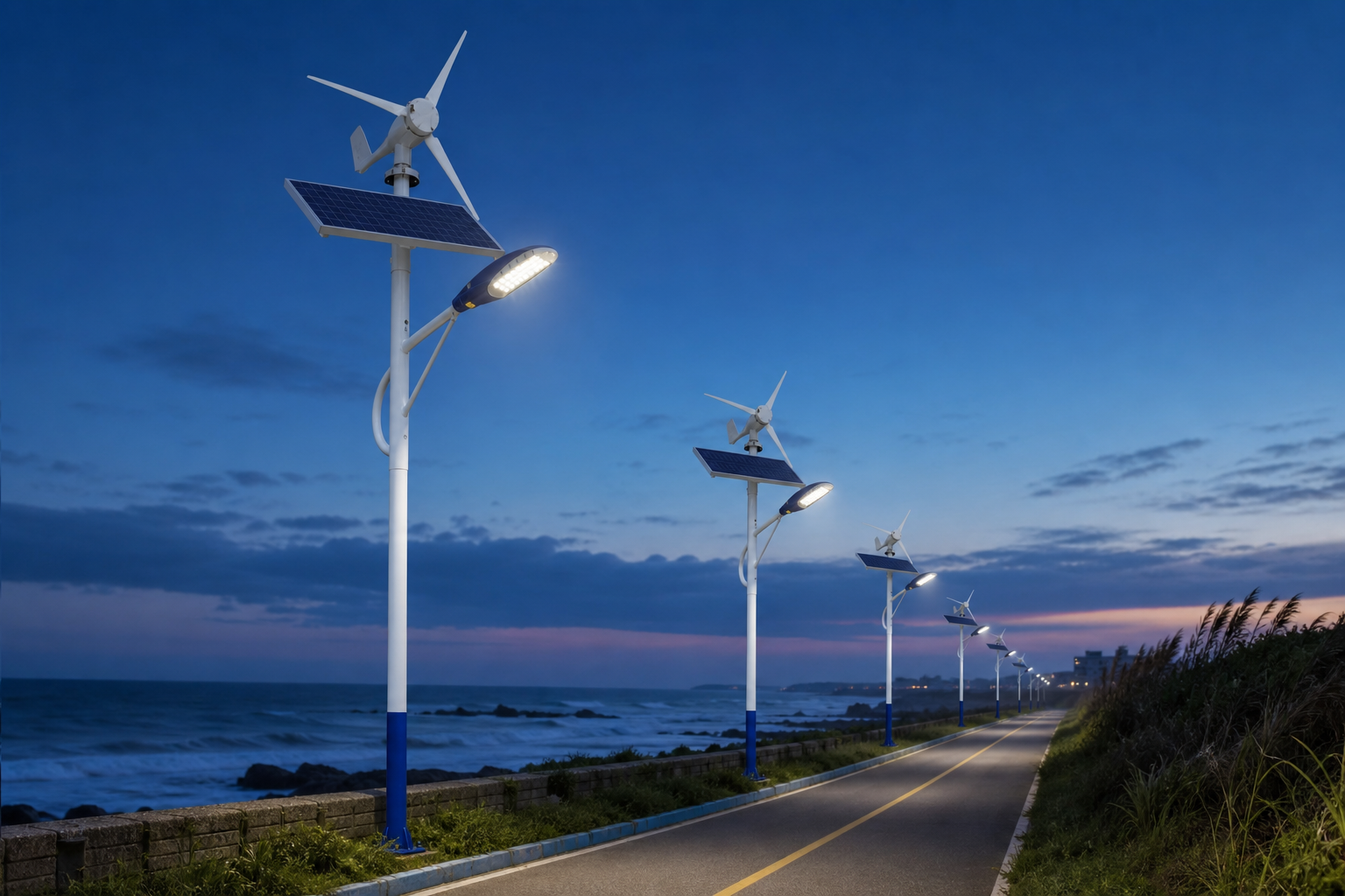 DL-YT-S wind solar hybrid street light installed in a suitable outdoor project