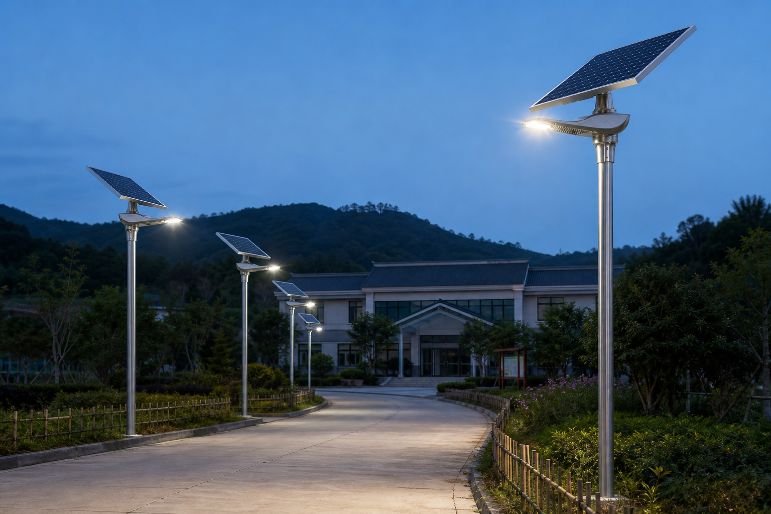 DL-YT-U integrated solar street light installed in a suitable outdoor project