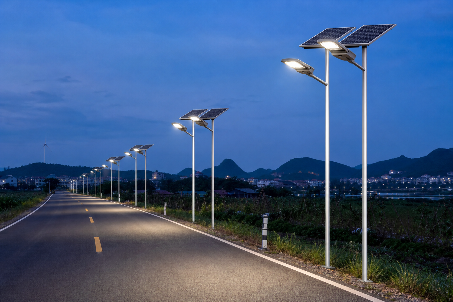 DL-YT-Q all-in-two solar street light installed in a suitable outdoor project