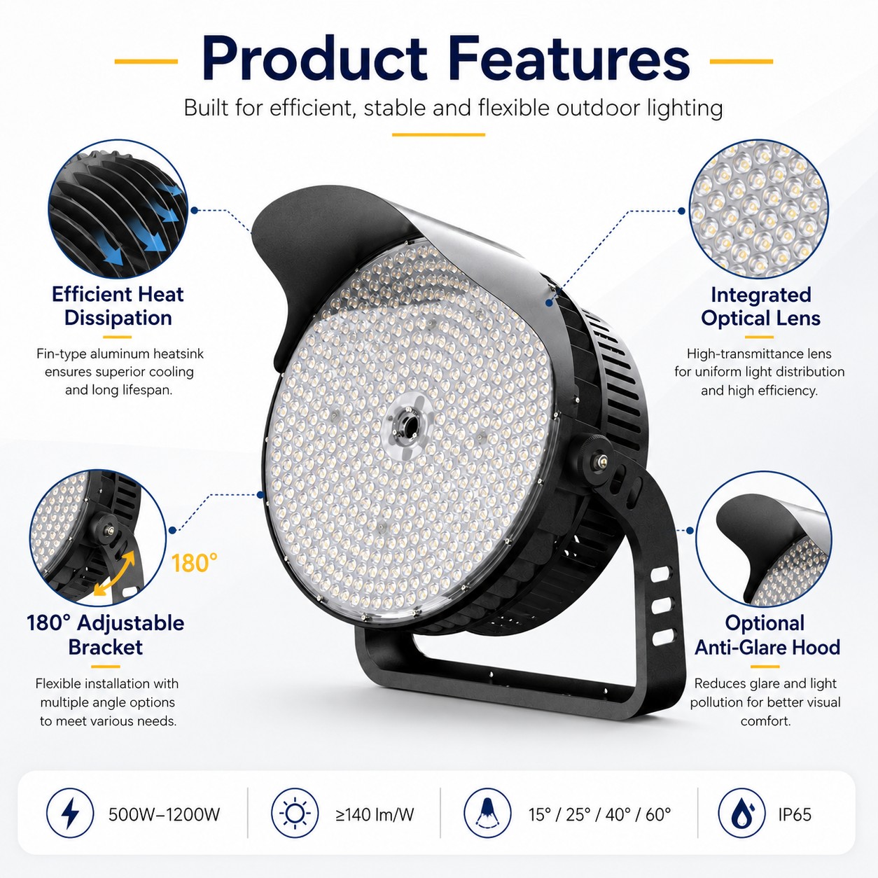 OTL-007 Round LED Stadium Light 500W-1200W