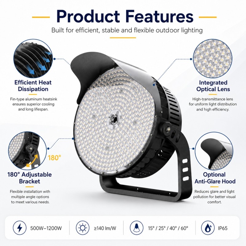 OTL-007 Round LED Stadium Light 500W-1200W