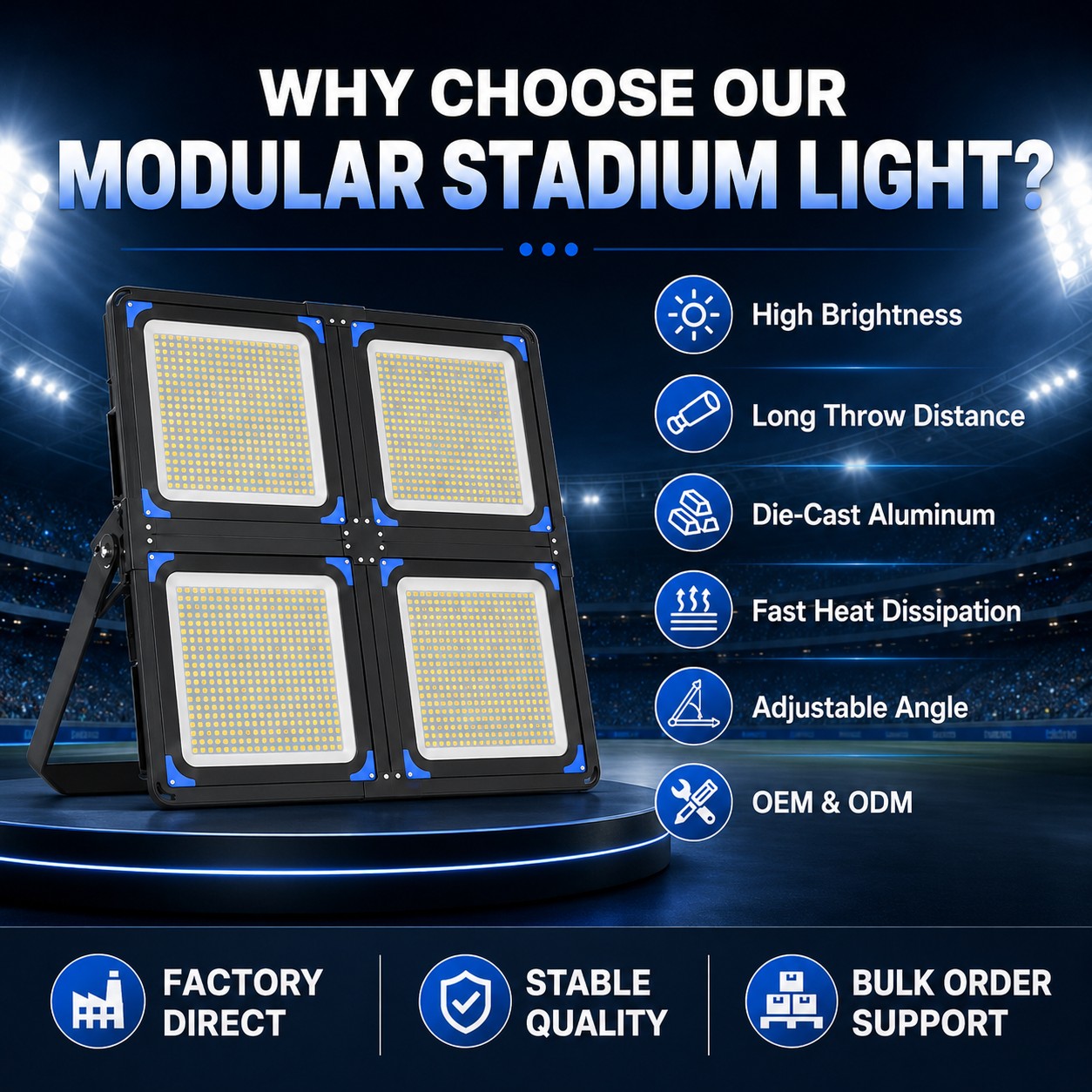 OTL-006 Modular LED Stadium Light 240W-1200W