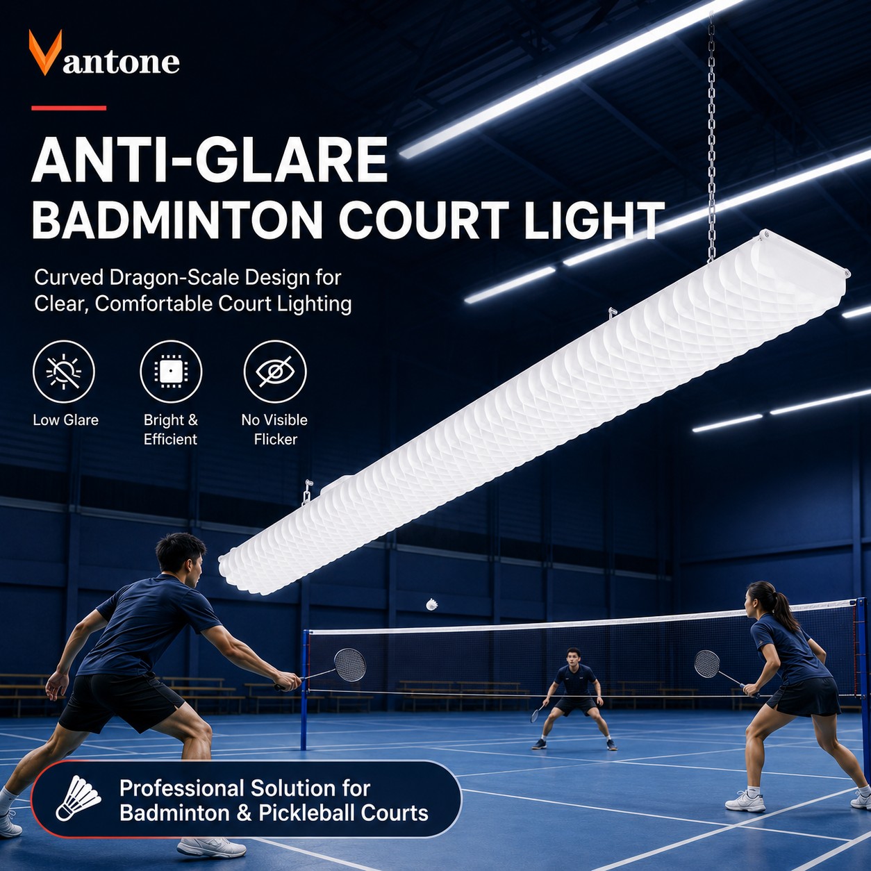 BD-003 Dragon-Scale Anti-Glare LED Badminton Court Light