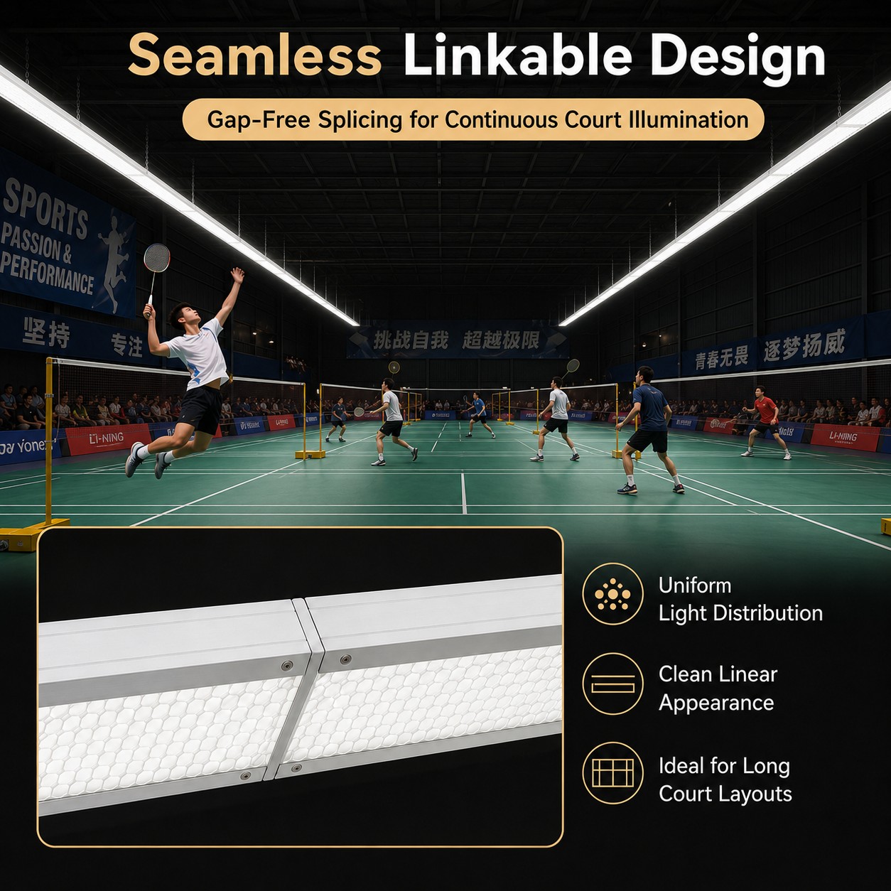 BD-002 Honeycomb Anti-Glare LED Badminton Court Light