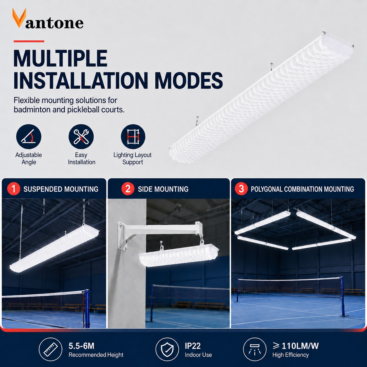 BD-003 Dragon-Scale Anti-Glare LED Badminton Court Light