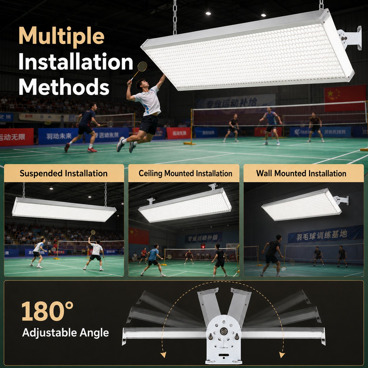 BD-002 Honeycomb Anti-Glare LED Badminton Court Light