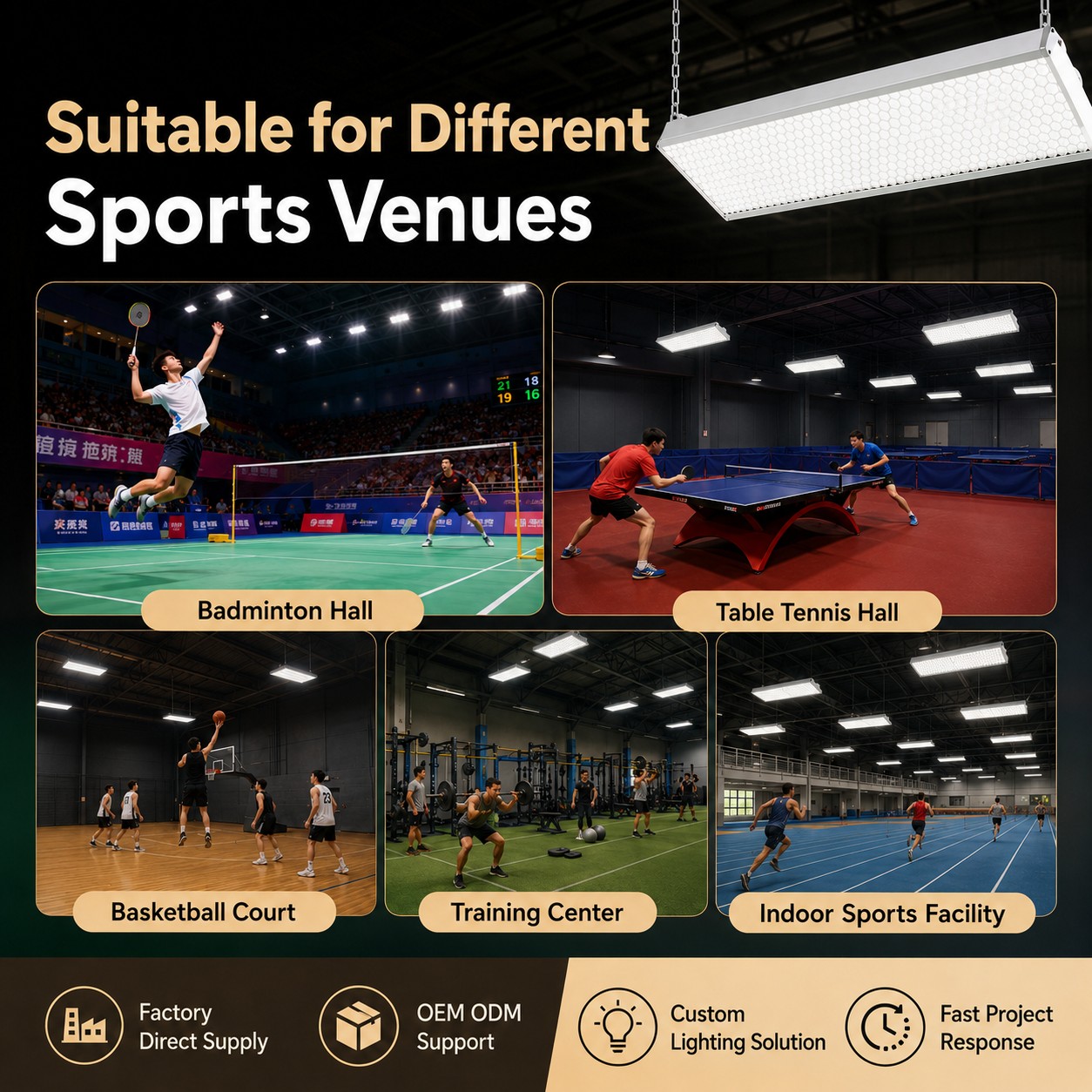 BD-002 Honeycomb Anti-Glare LED Badminton Court Light