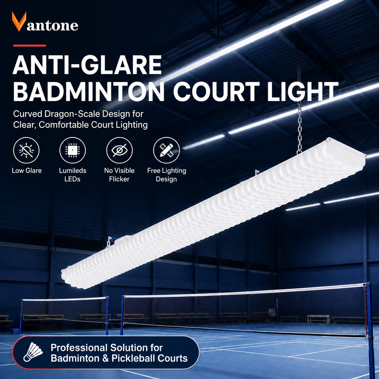BD-003 Dragon-Scale Anti-Glare LED Badminton Court Light