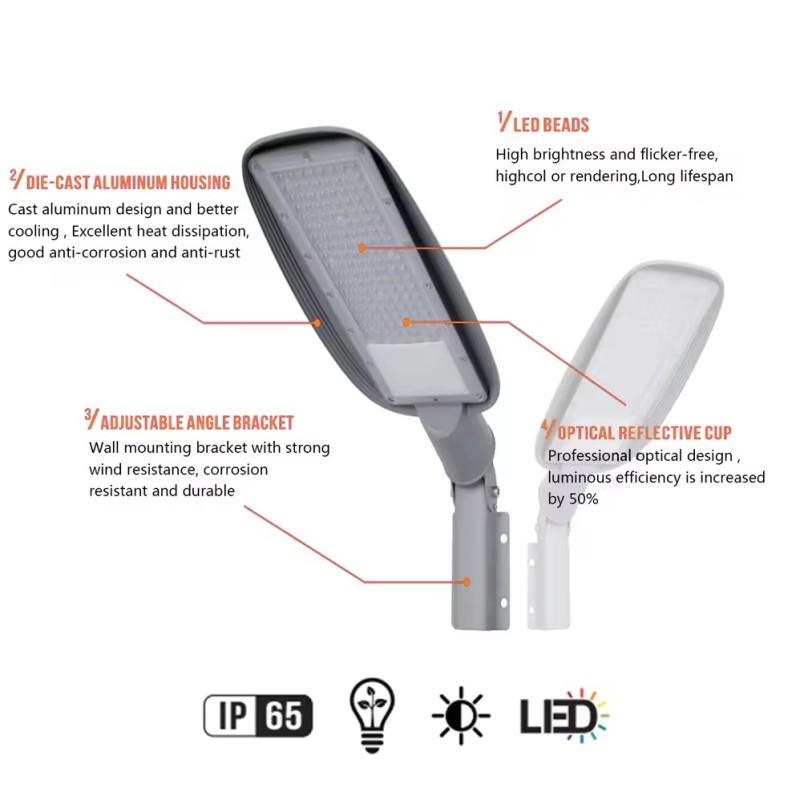 OD-015 IP65 Die-Cast Aluminum LED Street Light 50W-200W