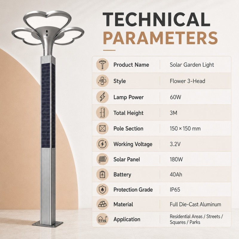 DL-YT-W Flower Solar Garden Light 60W