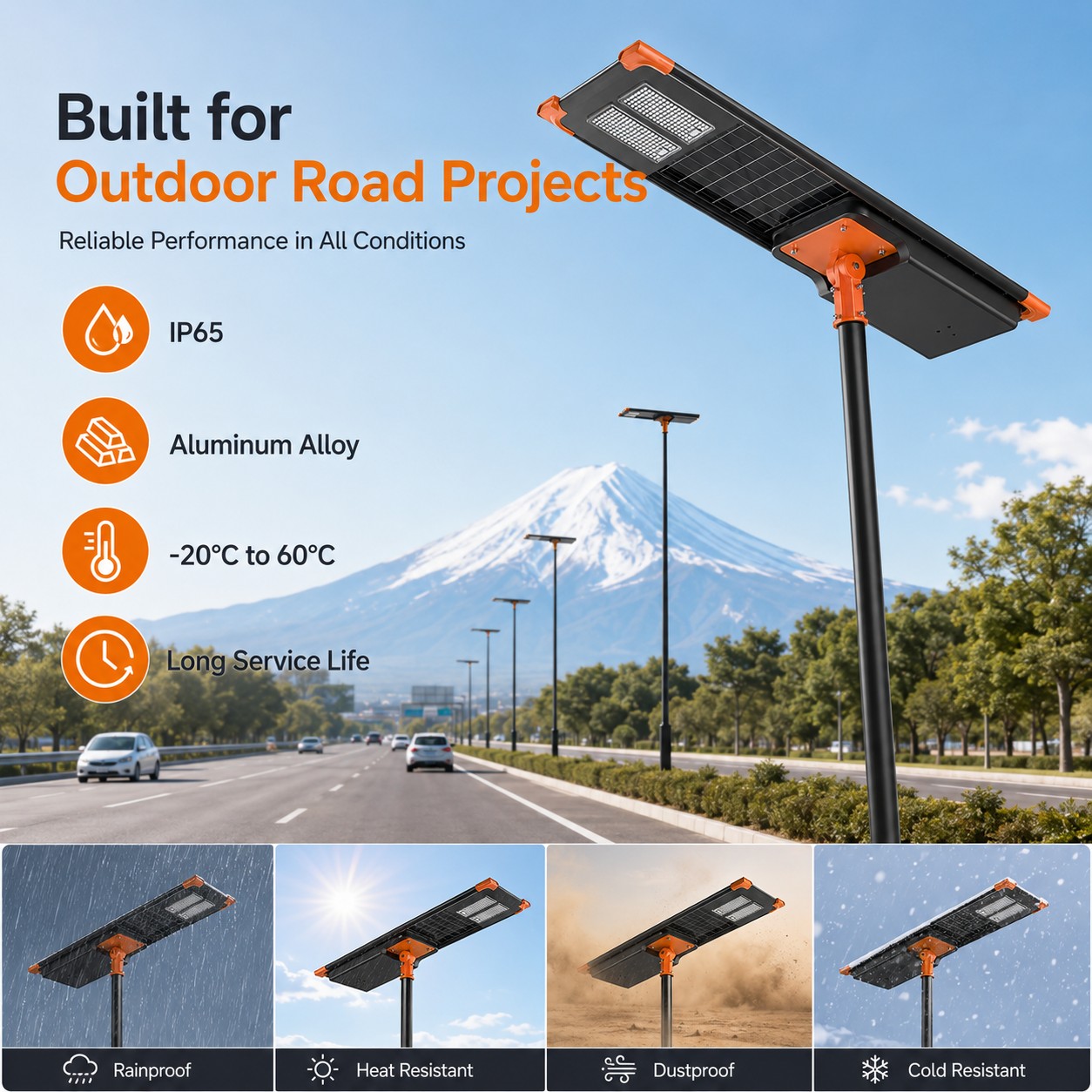 DL-YT-Z Adjustable All-in-One Solar Street Light 40W-150W