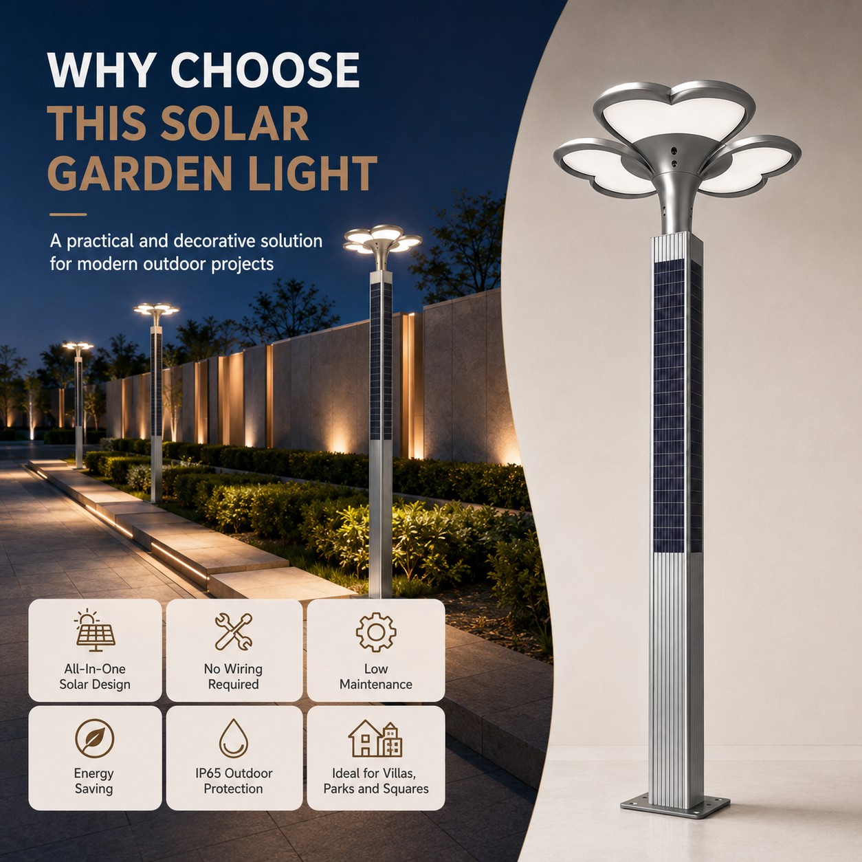 DL-YT-W Flower Solar Garden Light 60W