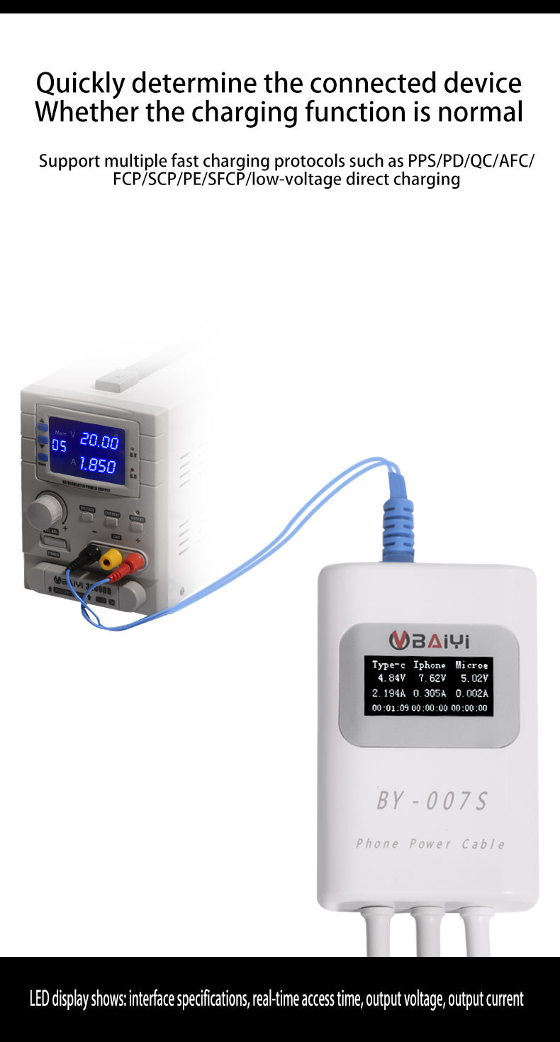 BY-007S Mult-Function Smart Mobile Phone Charging Detection Line