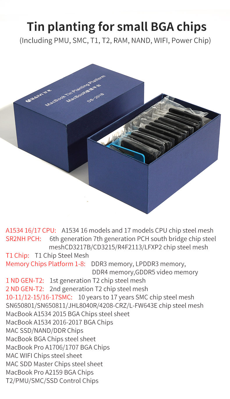 DS-201B Macbook Ball Planting Platform for PMU SMC T1 T2 RAM NAND WIFI Power BGA Chips