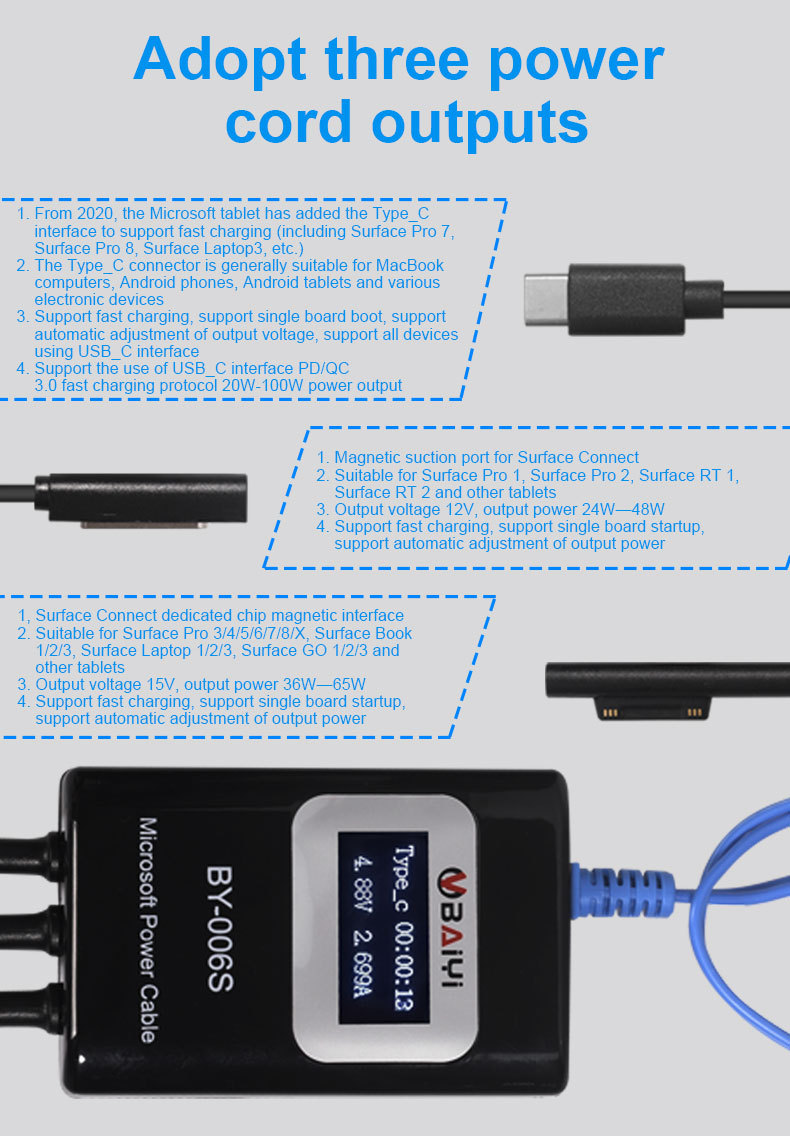 BY-006S Mult-Function Microsoft Power Cable