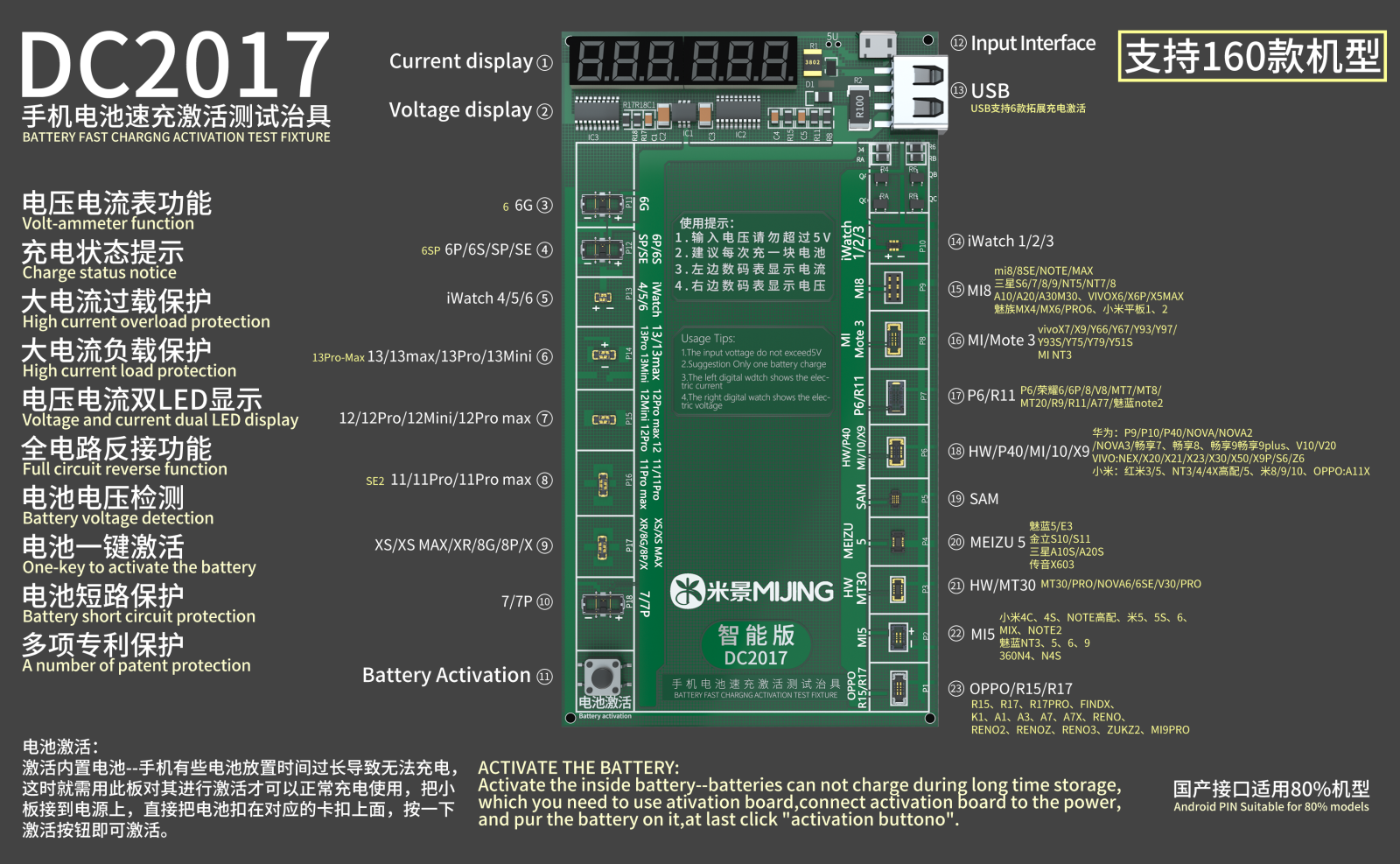 DC2017 battery quick charge activation test fixture