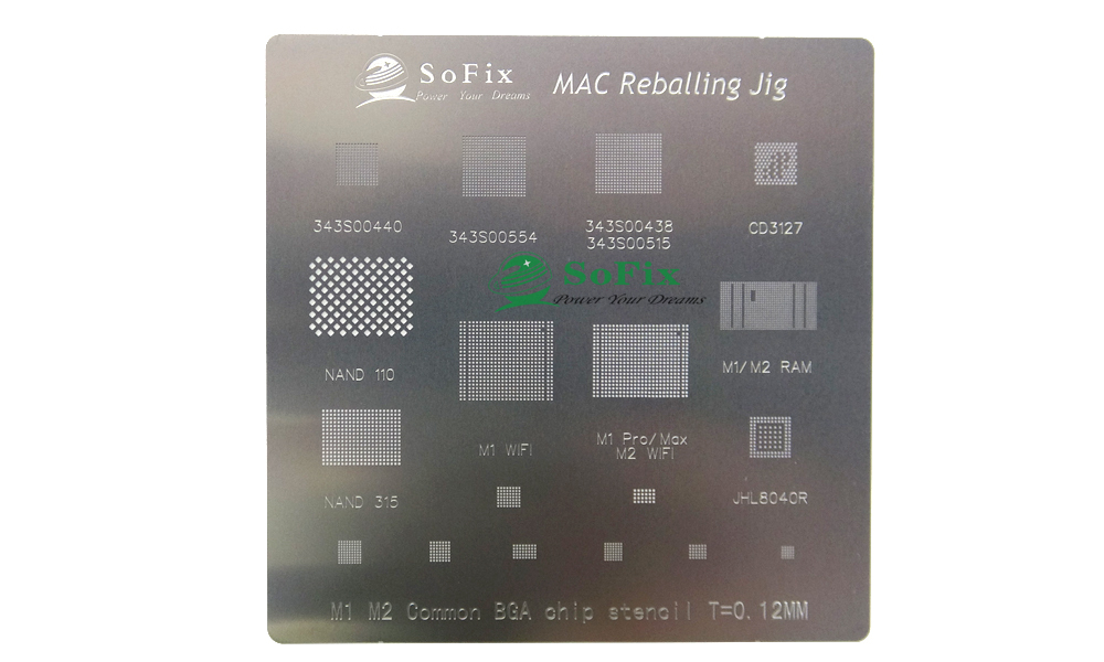 MacBook logic board BGA chip stencil，2016-2020 WIFI,T1,T2,PMU,SMC Reballing