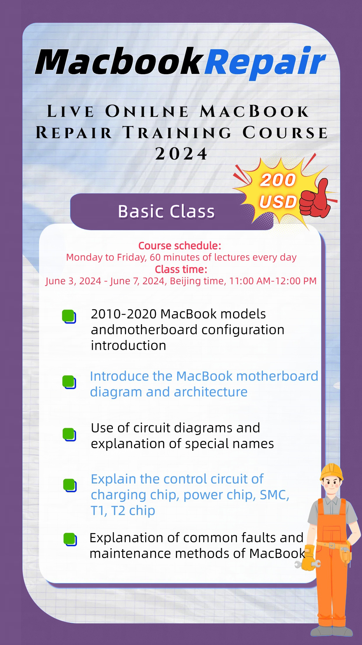 MacBook logic board Chip Level Live Online Repair Training