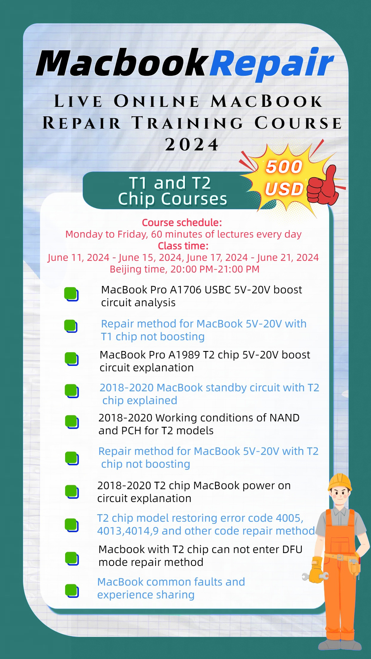 MacBook logic board Chip Level Live Online Repair Training