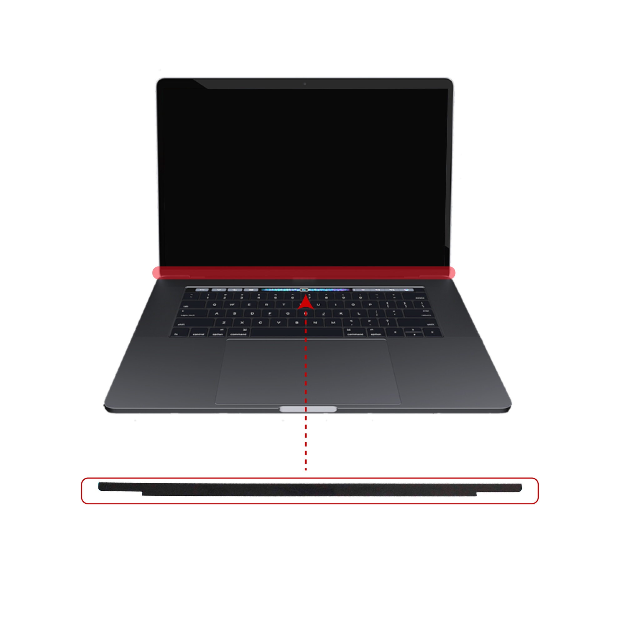 NEW Front Glass Bezel Logo Trim for MacBook Pro 15" A1707 A1990 2016 2017 2018 2019 Front Cover Logo Strip
