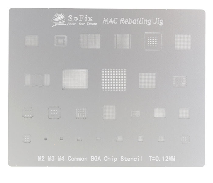 MacBook logic board BGA chip stencil，2016-2022 WIFI,T1,T2,M1,M2,M3,M4 PMU,SMC Reballing