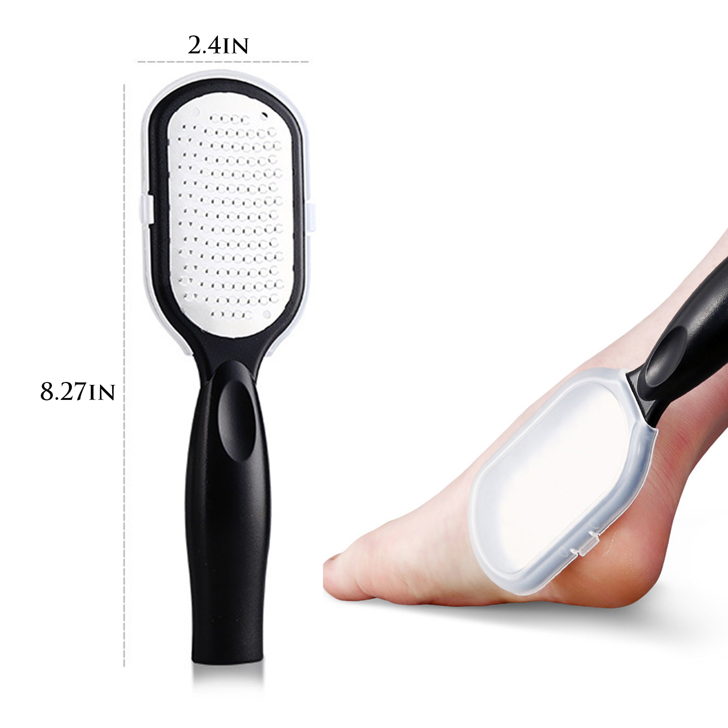 Stainless Steel Foot File Pedicure with Collecting Cover Remove Hard Skin