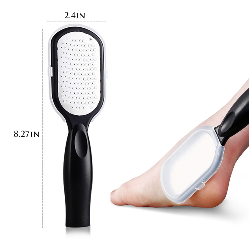 Stainless Steel Foot File Pedicure with Collecting Cover Remove Hard Skin