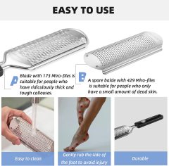 Professional Stainless Steel Foot Foot File with 1 pcs Smaller Holes Replacement Blade