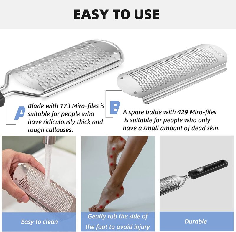 Professional Stainless Steel Foot Foot File with 1 pcs Smaller Holes Replacement Blade