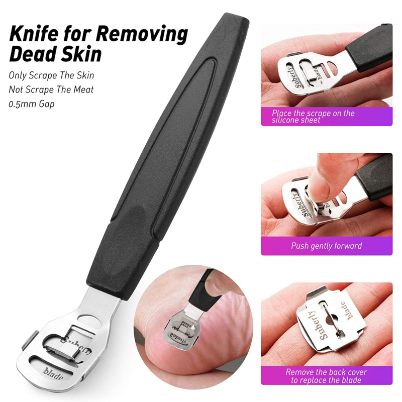 20 in 1 Pedicure Kit Professional Pedicure Tools Set Foot Care Scrubber Stainless Steel Pedicure Supplies Foot File Scraper Rasp Dead Skin Shaver Callus Remover