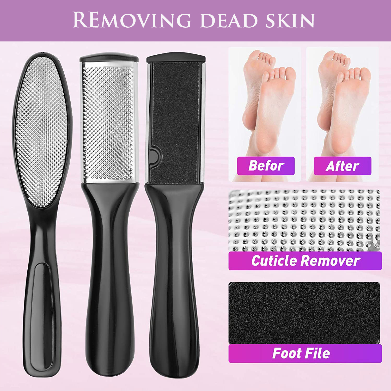 20 in 1 Pedicure Kit Professional Pedicure Tools Set Foot Care Scrubber Stainless Steel Pedicure Supplies Foot File Scraper Rasp Dead Skin Shaver Callus Remover