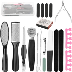 20 in 1 Pedicure Kit Professional Pedicure Tools Set Foot Care Scrubber Stainless Steel Pedicure Supplies Foot File Scraper Rasp Dead Skin Shaver Callus Remover