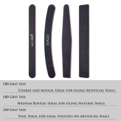 4 Kinds of Nail File Shapes 100 180 240 Grit Nails Files for Acrylic Nails Poly Nail Gel Double Sided Black