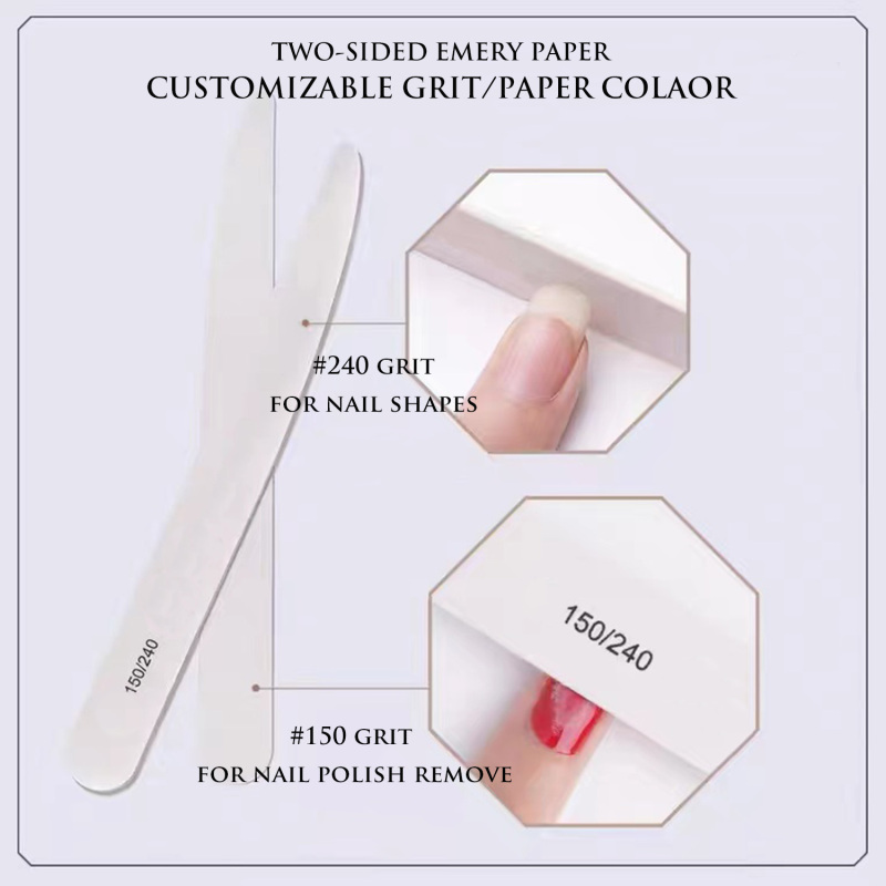 Professional Wooden Two Sided for Natural Nails, Washable Durable Dustless Emery Board Nail Files for Nail Art DIY or Nail Manicure Salon