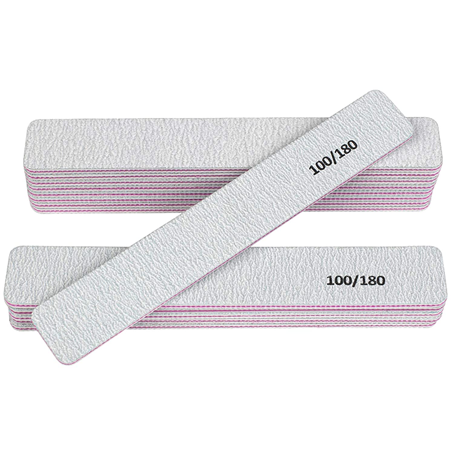 5 Kinds of Shapes Professional Wooden Two Sided for Natural Nails, Washable Durable Dustless Emery Board Nail Files for Nail Art DIY or Nail Manicure Salon