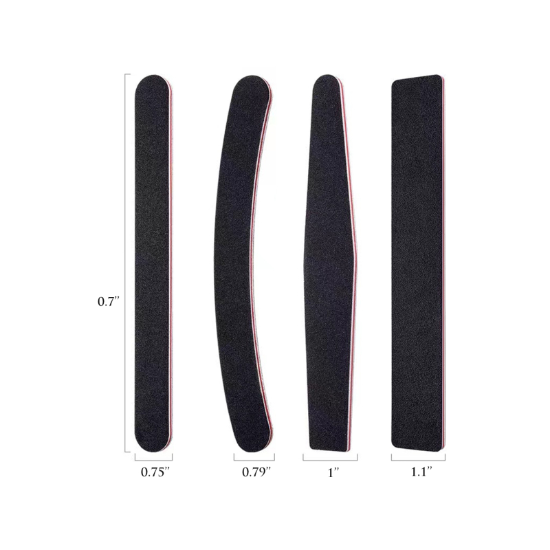 4 Kinds of Nail File Shapes 100 180 240 Grit Nails Files for Acrylic Nails Poly Nail Gel Double Sided Black