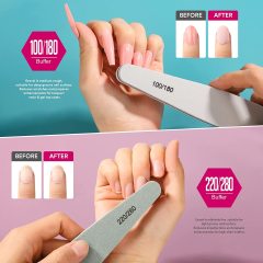 6 in 1 Nail File Set Professional Nail Buffer File Natural Manicure File Nail Polisher Washable Double Sided