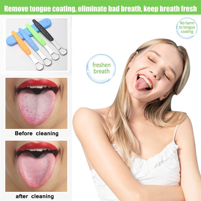 High quality Metal Tongue Brushes Set Tongue Cleaners oral tool