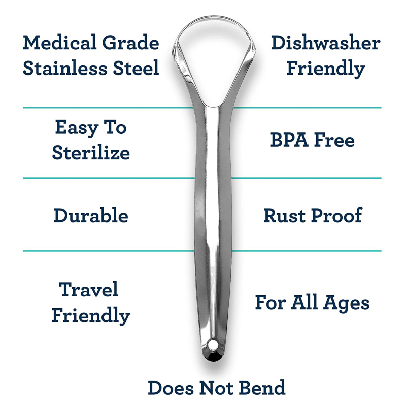 Oral Hygiene Tongue Scraper Stainless Steel Tongue Cleaner for Both Adults and Kids