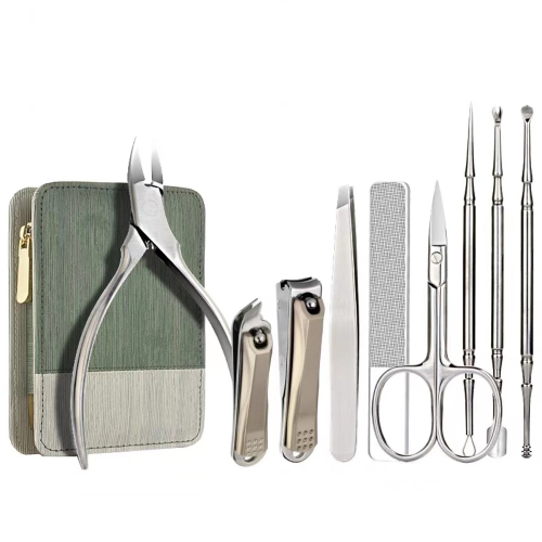 9 Pieces Stainless Steel Manicure Kit Nail Clippers Pedicure Kit , Professional Grooming Kits, Nail Care Tools with Luxurious Travel Case