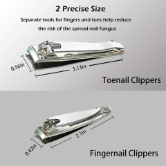 2PK Nail Clipper Set Finger Nail Toe Nail Clip for Adults Men Women with Swing Out Nail Cleaner